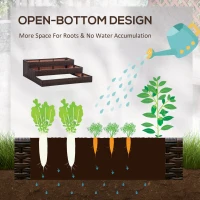 Outsunny Orto Rialzato a 3 Livelli in Rattan Sintetico senza Fondo per Piante e Verdure, 120x120x40cm, Grigio(m-6)