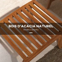 Outsunny Fauteuils de jardin - chaises relax avec repose-pieds lot de 2 - ensemble de 4 pièces bois d'acacia avec coussins crème(m-4)