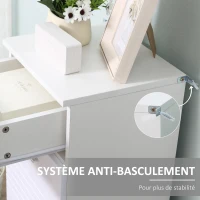 kleankin Meuble sur pied Colonne Bas de Salle de Bain Placard Porte avec étagère tiroir Coulissant en Bois Blanc(m-4)
