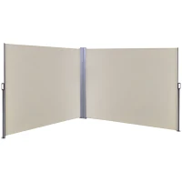 Outsunny Toldo Lateral Retráctil Doble 600x160 cm Pantalla de Privacidad Extensible con Ángulo Ajustable y Protección UV 50+ para Jardín Balcón Terraza Beige(m-1)