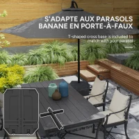 Outsunny Pied de parasol déporté à remplir 90L en plastique avec pied en croix, 2 roulettes et poignée, dim. 80L x 60l x 20H cm(m-4)
