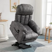 HOMCOM Sillón Levanta Personas Tapizado en Terciopelo con Reclinación 135° Mando a Distancia y 2 Bolsillos 91x83x100 cm Gris(m-2)