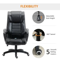 Vinsetto Office Chair with 6-Point Maaage, PU Desk Chair with Padded Seat and Armrest, Computer Chair with Tilt Function for Home, Black(m-8)
