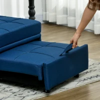 HOMCOM Convertible Chair Bed with Padding Seat, 4-in-1 Multi-Functional Sleeper Sofa Bed, Recliner with Adjustable Backrest, Side Pocket, Wheels and Pillow, for Living Room, Blue(m-8)