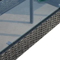 Outsunny Conjunto de Muebles Ratán Jardín Terraza 4 Plazas 4 Plazas 1 Mesa de Café 2 Sillones 1 Banco con Cojín Marco Metal(m-8)