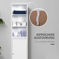 kleankin Badschrank Badezimmerschrank Badregal Kommode Standschrank verstellbare Regale Holz Weiß 40 x 38 x 160 cm(m-4)