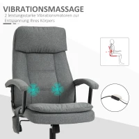 Vinsetto Bürostuhl Massage höhenverstellbarer Chefsessel Gamingstuhl mit Massagefunktion, ergonomischer Drehstuhl Massage Sessel Lendenwirbelsäulenmassage Leinen-Gefühl Grau 63 x 70 x 112-121 cm(m-4)