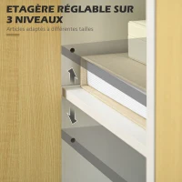 HOMCOM Buffet sur pied meuble de rangement scandinave 2 portes 1 tiroir 58 x 30 x 91 cm naturel blanc(m-5)