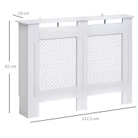 HOMCOM Cubre Radiadores, 111.5x19x82 cm, Cubierta para Radiador Moderna de MDF, con Estante Superior y Listones, para Salón, Dormitorio, Pasillo, Blanco(m-3)