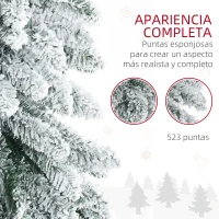 HOMCOM Árbol de Navidad Artificial 180 cm Árbol de Navidad Nevado con 523 Ramas Soporte de Acero Plegable Verde(m-5)