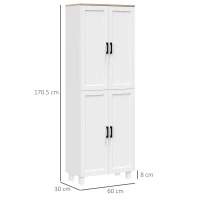 HOMCOM Freestanding Kitchen Cupboard, 4-Door Storage Cabinet Organizer with Adjustable Shelves White(m-3)
