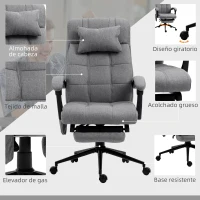 Vinsetto Silla de Masaje Reclinable con 6 Puntos de Masaje y 5 Modos Función de Calefacción Ajustable 66x76x112-120 cm Gris(m-7)