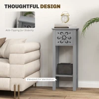 HOMCOM Set of Two Elegant Floral Cut-Out Side Tables - Grey(m-6)