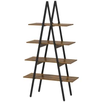 HOMCOM Scaffale Libreria 4 Livelli in Truciolato e Acciaio ad A(m-10)