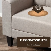 HOMCOM Poltrona Moderna in Tessuto con Piedini in Legno per Camera e Soggiorno, 90x72x91cm, Beige(m-4)