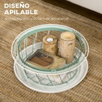 HOMCOM Mesita Auxiliar con Tapa Cesta de Alambre Apilable de Acero para Dormitorio Baño Salón Ø39,5x40,8 cm Verde(m-5)