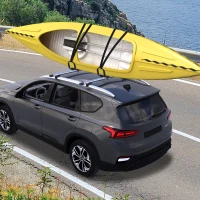 HOMCOM Kayak Roof Rack, 2 Pieces J Bars with Straps on SUV, Boat Surf Float Mat Canoe Carrier, for Car SUV Truck Crossbar(m-2)