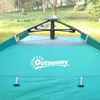 Outsunny Tente pop up montage instantané - tente de camping 3-4 pers.  - 2 portes + 2 fenêtres - dim. 2,1L x 2,1l x 1,4H m fibre verre polyester oxford vert turquoise(m-5)