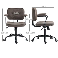 Vinsetto Bürostuhl Computerstuhl, Retrodesign, Knopfheftung, Kunstleder, höhenverstellbar, Kaffee(m-3)