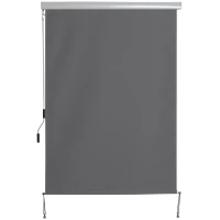 Outsunny Senkrechtmarkise Balkonmarkise Vertikalmarkise Windschutz Seitenrollo Sichtschutz mit Handkurbel Polyesterstoff+Aluminium Dunkelgrau 250 x 140 cm(m-1)