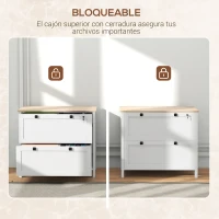 HOMCOM Mueble Archivador con 2 Cajones 2 Barras Colgantes Cerradura y 2 Llaves para Tamaño A4 79x40x72 cm Blanco y Roble(m-6)