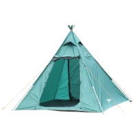 Outsunny Tente tipi camping 4 pers. max. - 2 grandes portes avec moustiquaires - structure acier - dim. 2,15L x 2,15l x 2H m polyester oxford vert(m-1)