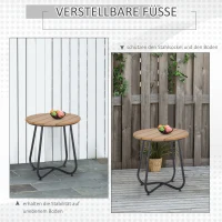 Outsunny Gartentisch Rundtisch elegant Gartenmöbel stabil verstellbare Füße Dekoration Garten Terrasse Wohnzimmer Stahlboden Braun Ø49 x 48H cm(m-4)