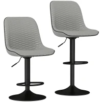 HOMCOM Set of Two Faux Leather Bar Stools - Grey(m-10)