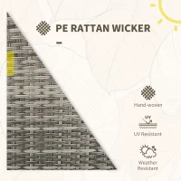 Outsunny 5-Piece Rattan Patio Reclining Chair Set with Footstools, Coffee Table, Cushions, for Outdoor Garden, Grey(m-5)