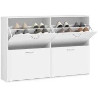 HOMCOM Wooden Modern Design 4 Drawer Shoes Cabinet Pull Down Shelf Storage Organiser - White(m-11)