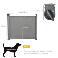 PawHut 140cm Treppenschutzgitter ausziehbar Türschutzgitter Roll einhand-bedienung Türgitter Treppenschutz Absperrgitter für Hund Türschutz Grau(m-3)