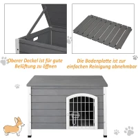 PawHut Hundehütte Hundehaus mit Tür Hundebox Gitterbox TransportKäfig für Katzen Hasen Outdoor wasserdicht Grau Tanne 80 x 55 x 53,5 cm(m-5)