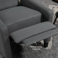 HOMCOM Wingback Recliner Chair for Home Theater, Button Tufted Microfibre Cloth Reclining Armchair with Leg Rest, Deep Grey(m-7)