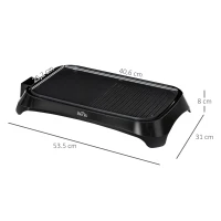 HOMCOM Plancha électrique grill sur table 2 en 1 - antiadhésif - 1600 W - thermostat réglable 5 niveaux 90°C-200°C - bac récupérateur inclus - ABS alu. noir(m-3)