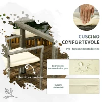 Outsunny Set da Esterni in Rattan PE con Tavolo e 4 Sedie con Cuscini, Grigio(m-5)