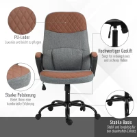 Vinsetto Bürostuhl Massage höhenverstellbarer Chefsessel Gamingstuhl mit Massagefunktion ergonomischer Drehstuhl Massage Sessel PU-Leder Stahl Grau+Braun 60 x 70 x 109-119 cm(m-7)