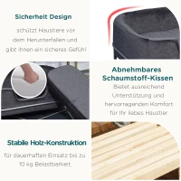 PawHut Hundesofa mit Rückenlehne Haustiersofa mit Metallbeinen Hundebett Weichem Bezug Katzensofa Metall Grau+Silber 63,5 x 43 x 24,5 cm(m-6)