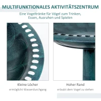 Outsunny Vogeltränke Vogelbad Vintage Design, Shabby Chic, 50 cm × 50 cm × 69, 5cm, Grün(m-5)