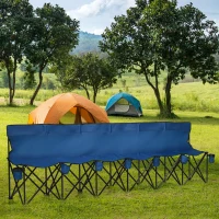 Outsunny 6 Seater Folding Camping Chair with Cup Holder & Carry Bag - Blue(m-10)