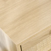 HOMCOM Mesita de Noche Estilo Cannage Mesilla de Noche con 2 Cajones y Patas de Madera para Salón Dormitorio 40x40x56cm Natural(m-8)