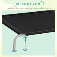 PawHut Lettino per Cani da Interno ed Esterno Capacità fino a 32kg con Tessuto Traspirante 130x90x20cm Nero(m-7)