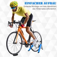HOMCOM Rollentrainer, Radtrainer, 8 Widerstandsstufen, klappbar, für 26-29'', blau, 77 x 56 x 47,5 cm(m-5)