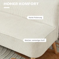 HOMCOM 2-Sitzer Sofa, weiche Polsterung, pflegeleichter Bezug, bis 150 kg belastbar, 117 x 56,5 x 77 cm, Cremeweiß(m-5)