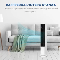 HOMCOM Ventilatore Raffrescatore Evaporativo 3 Modalità e 3 Velocità, Timer, Oscillazione e Telecomando, Bianco(m-7)