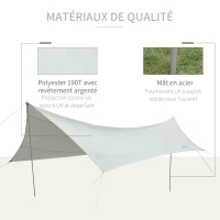 Outsunny Bâche Anti-Pluie Voile d'ombrage Toile de Camping 5,55L x 5,5l m avec Deux Hardcore Polyester Haute densité 190T imperméable Anti- UV Léger et Facile à Transporter Gris(m-4)