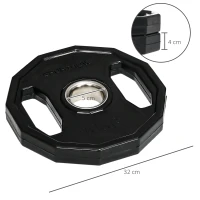 SPORTNOW Conjunto de 2 Discos de Pesas de 10 kg con Orificio de 5 cm para Entrenamiento de Fuerza  Ø32x4 cm Negro(m-3)