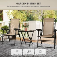 Outsunny Three-Piece Garden Table and Chair Set - Khaki(m-4)