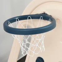 HOMCOM 3-in-1 Kinderrutsche Kinder Rutsche mit Basketballkorb, Schaukel, Leiter Spielzeug Slide Gartenrutsche Babyrutsch für 18-48 Monate HDPE Weiß+Blau+Grau 220 x 160 x 120 cm(m-8)