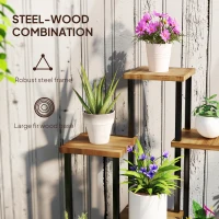 Outsunny Seven Wooden Shelf Plant Stand(m-5)