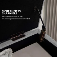 HOMCOM Polsterbank mit Stauraum, Bezug in Leinenoptik, Kautschukholzbeine, bis 220 kg, 110x39x45cm, Grau(m-7)